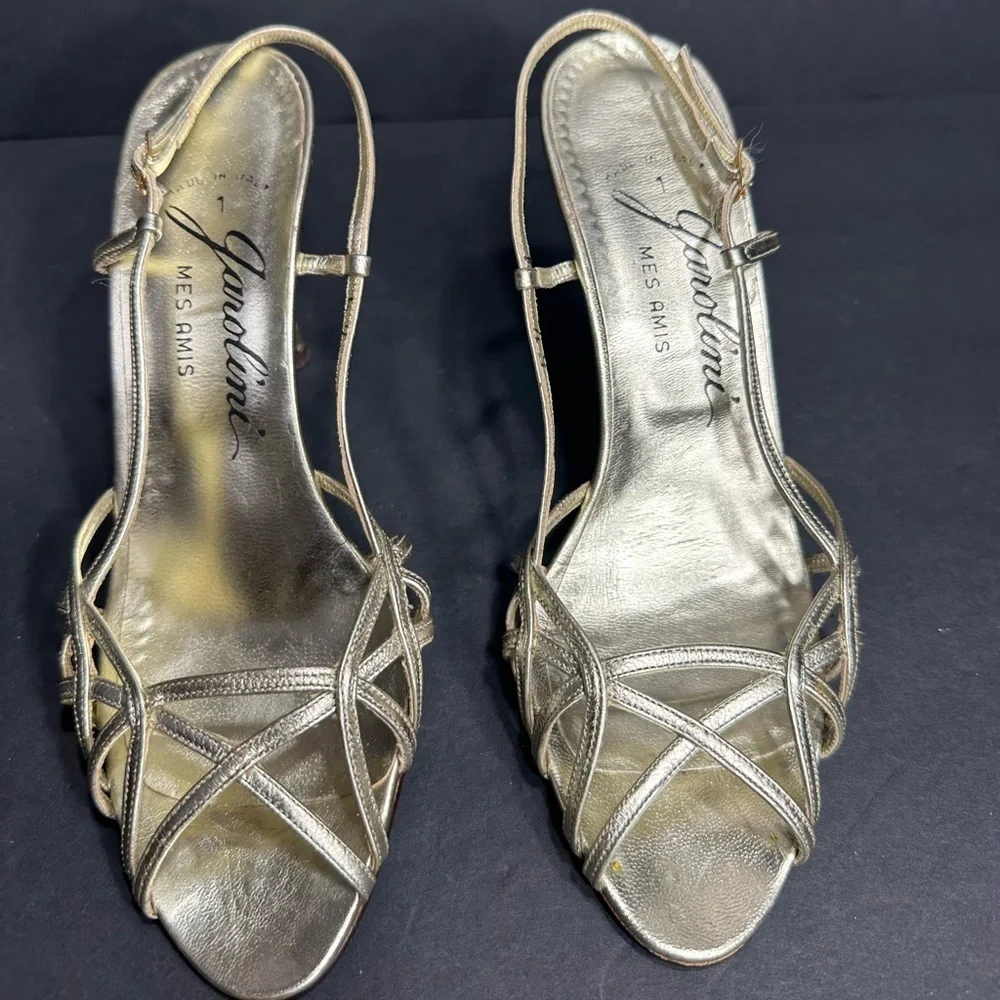 GARaLOMI Gold Strappy Heels size 6.5 pre owned Exellent condition
